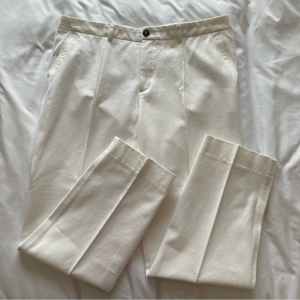 Bogner white pants cotton little strech straight leg piping trousers size 10